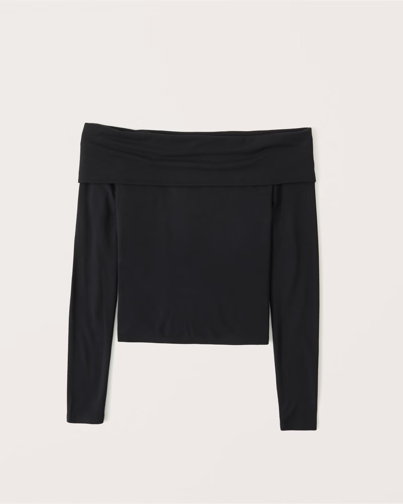 Long-Sleeve Luxe Cozy Off-The-Shoulder Top | Abercrombie & Fitch (US)