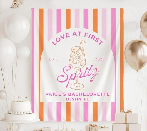 Love at First Spritz Bachelorette Tapestry – Aperol Inspired Cocktail Party Decor, Orange Summe... | Amazon (US)