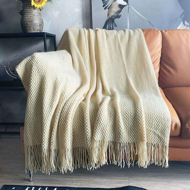 LOMAO Knitted Throw Blanket with Tassels Bubble Textured Lightweight Throws for Bed,Chair,Sofa,Li... | Walmart (US)