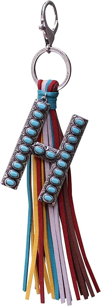 Western Initial Letter A-Z Key Chain, Handbags Charm with Leather Tassel and Easy Snap Hook | Amazon (US)