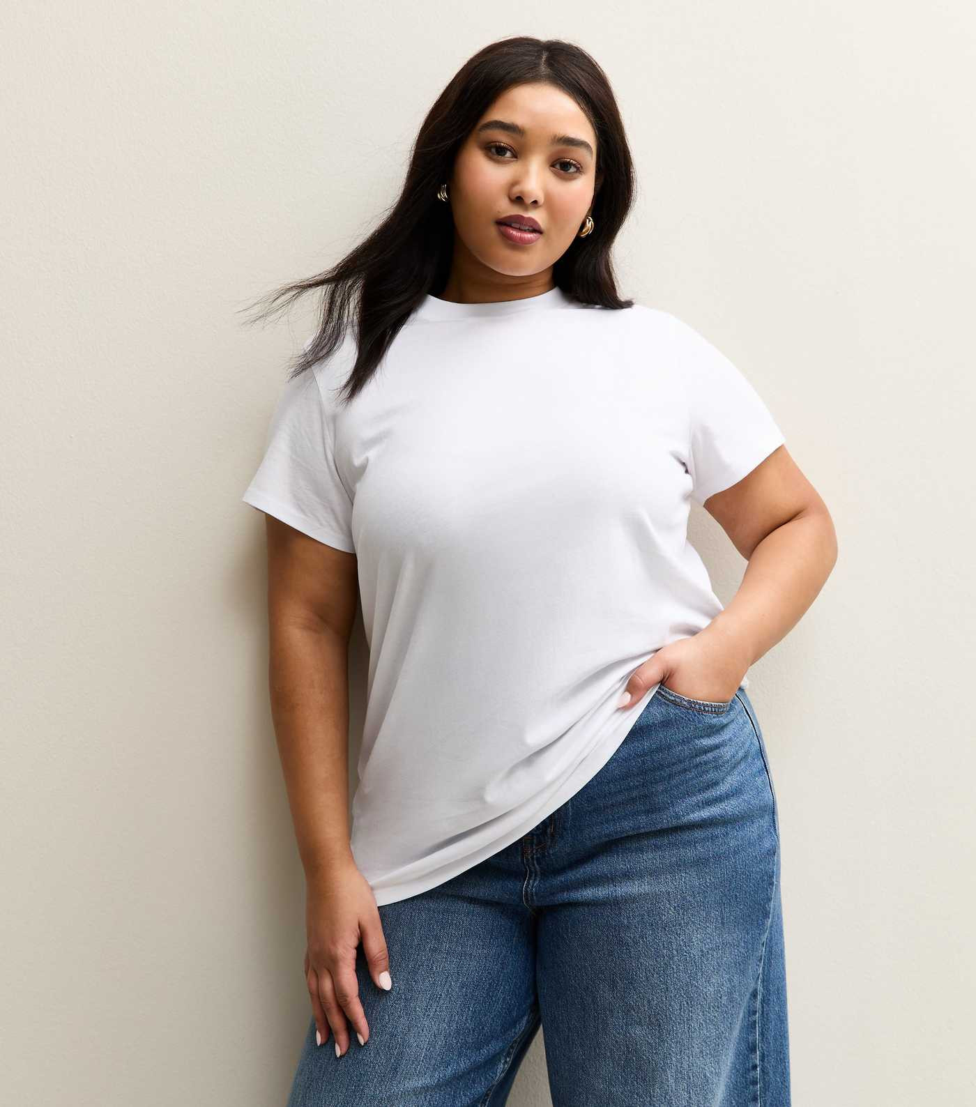 Curves White Crew Neck T-Shirt | New Look | New Look (UK)