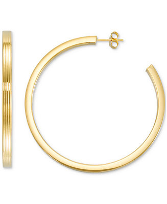 Textured C-Hoop Earrings in 14k Gold Vermeil over Sterling Silver, 2-1/4 | Macy's