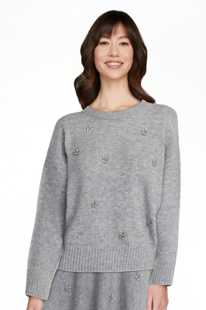 Free Assembly Women's Embellished Mock Neck Sweater with Long Sleeves, Sizes XS-4X | Walmart (US)