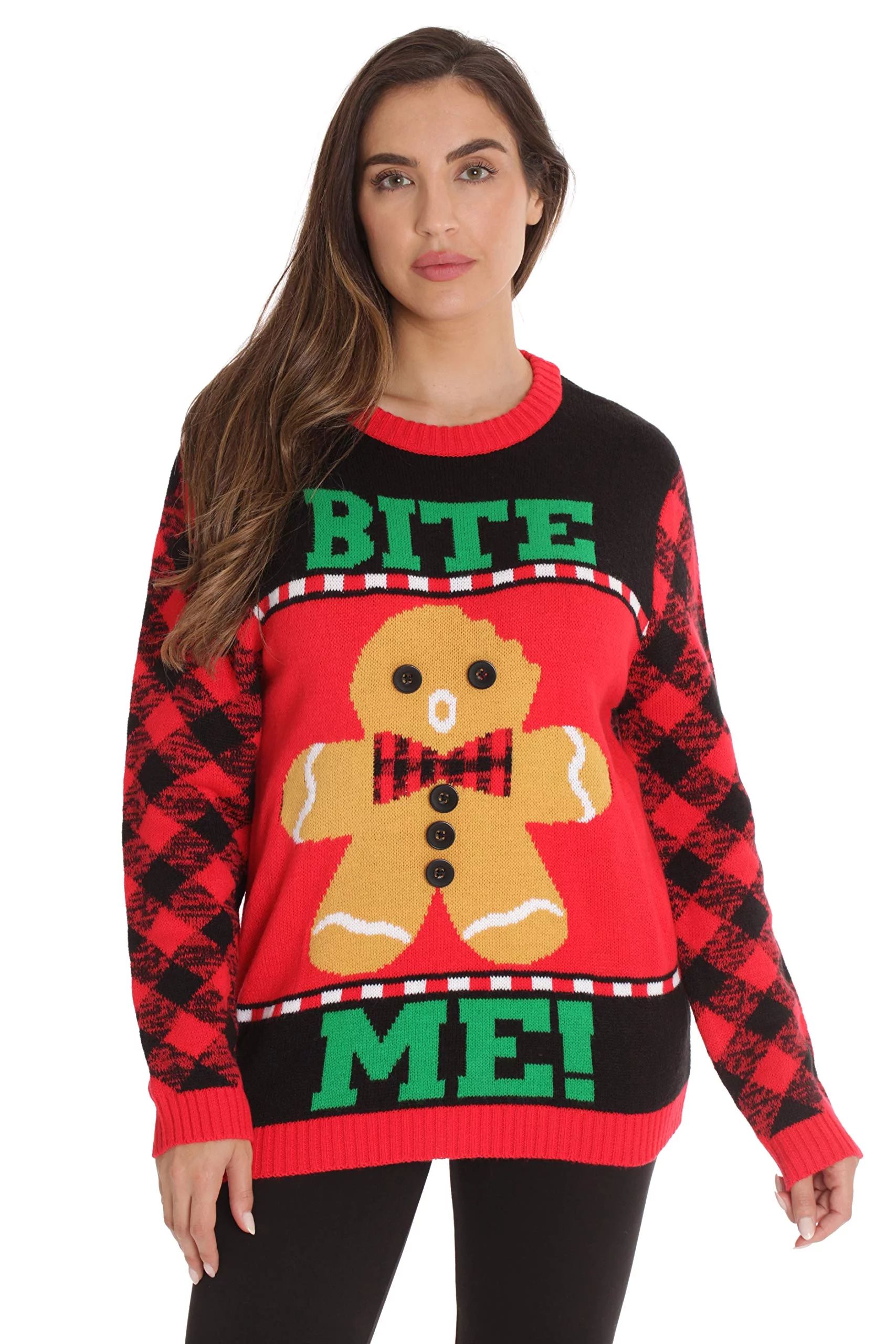 #followme Womens Ugly Christmas Sweater - Sweaters for Women (Black - Bite, Medium) | Walmart (US)