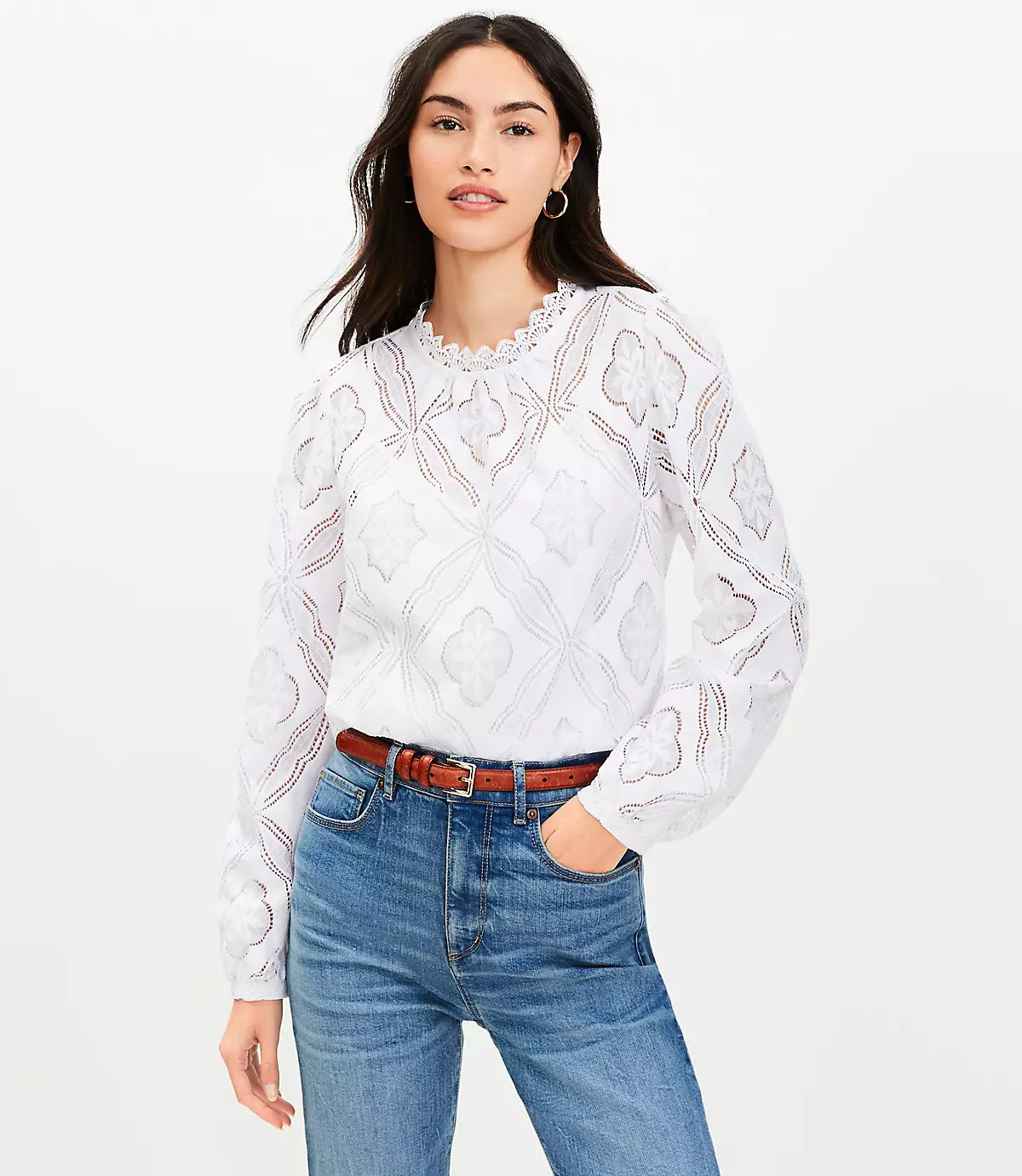 Mosaic Lace Blouse | LOFT