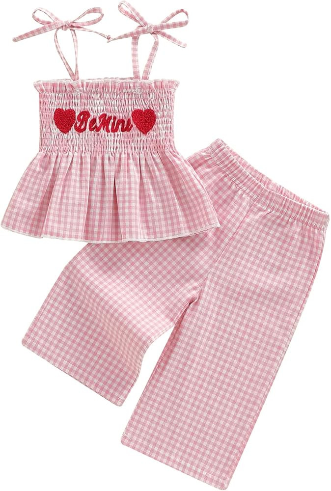 FIOMVA Christmas Toddler Baby Girl Outfit Spaghetti Strap Top Linen Pant Set Kids Little Girls Xm... | Amazon (US)