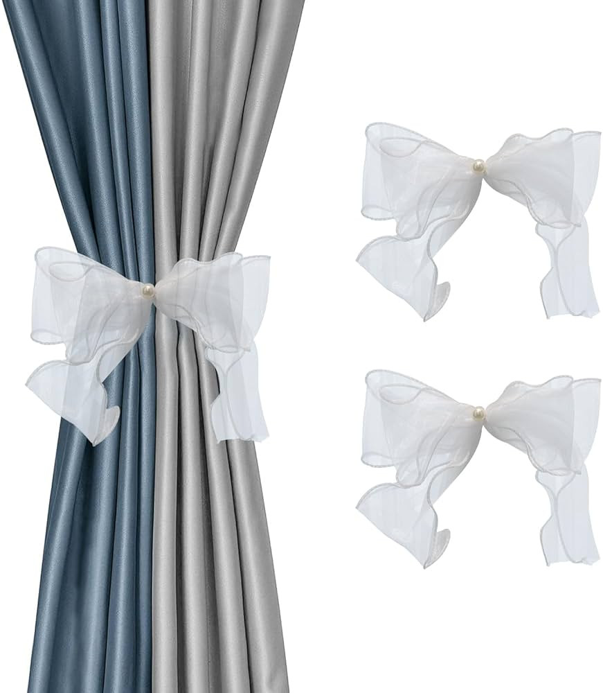 KINIVA 2 Pack Curtain Tiebacks,Handmade Curtain Holdbacks,Boho Modern Home Decor Accessories (Bow... | Amazon (US)
