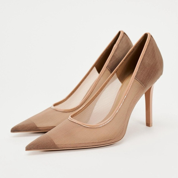 ZARA Nude Mesh Heels | Poshmark