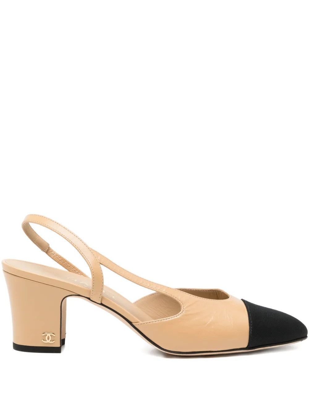 CHANEL Pre-Owned 70mm slingback pumps - Neutrals | Farfetch Global