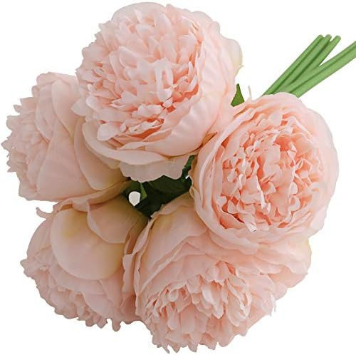 Felice Arts Artificial Peony Silk Flowers Bouquet Room Home Office Wedding Party Flowers Decor(Pi... | Amazon (US)