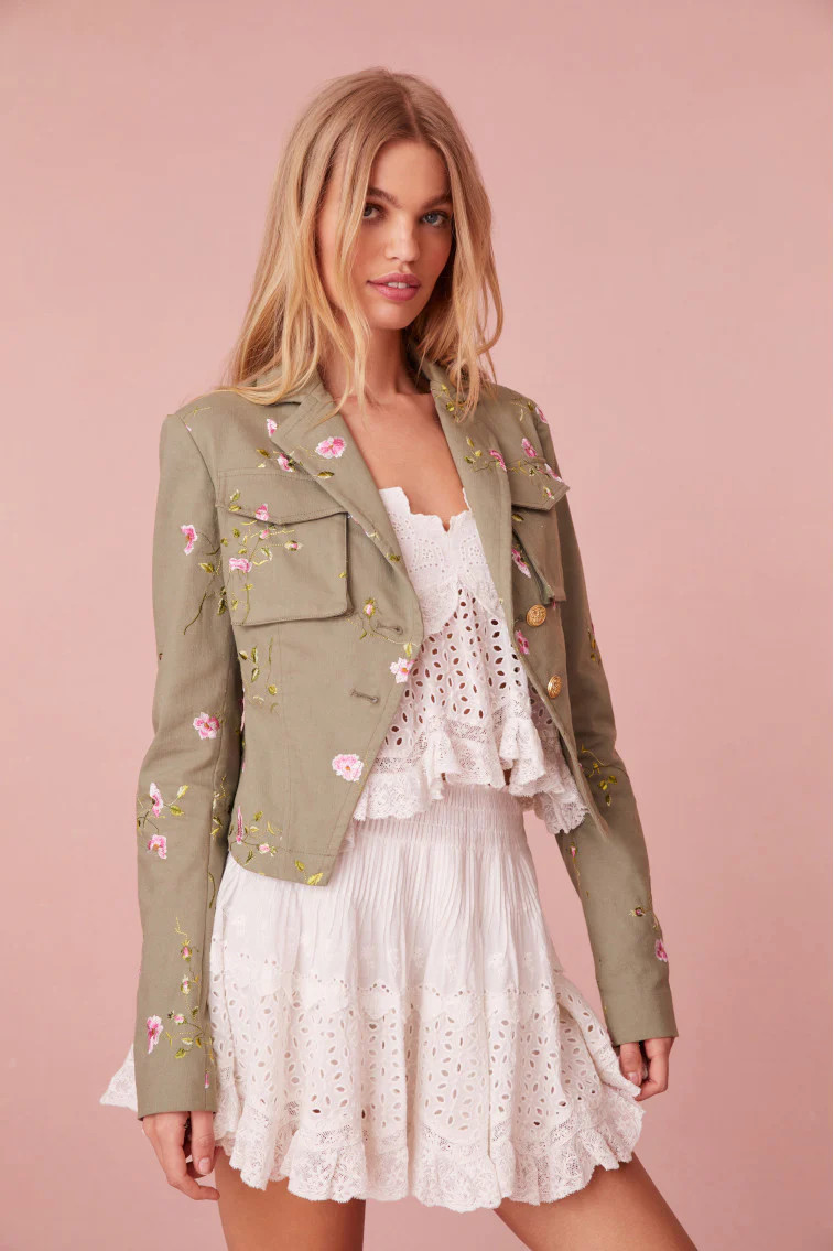 Dolisa Embroidered Military Jacket | LoveShackFancy