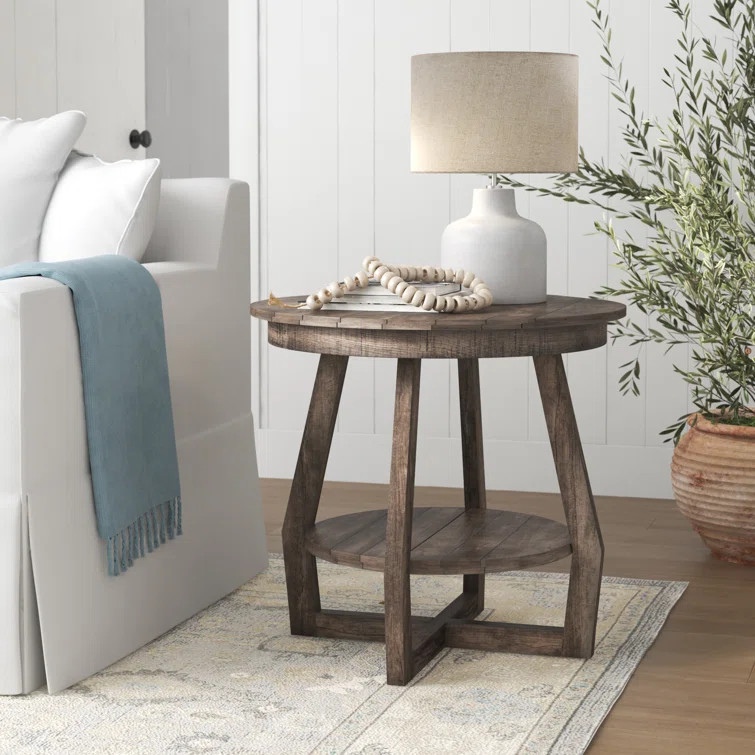 Tanner 24'' Tall Solid Wood Cross Legs End Table | Wayfair North America