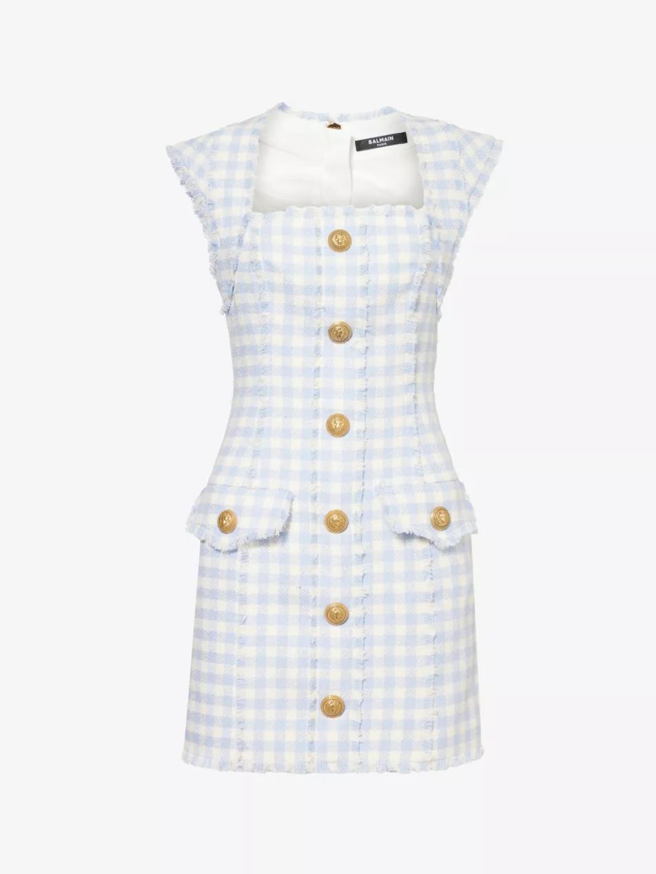 Vichy check-pattern cotton-blend mini dress | Selfridges