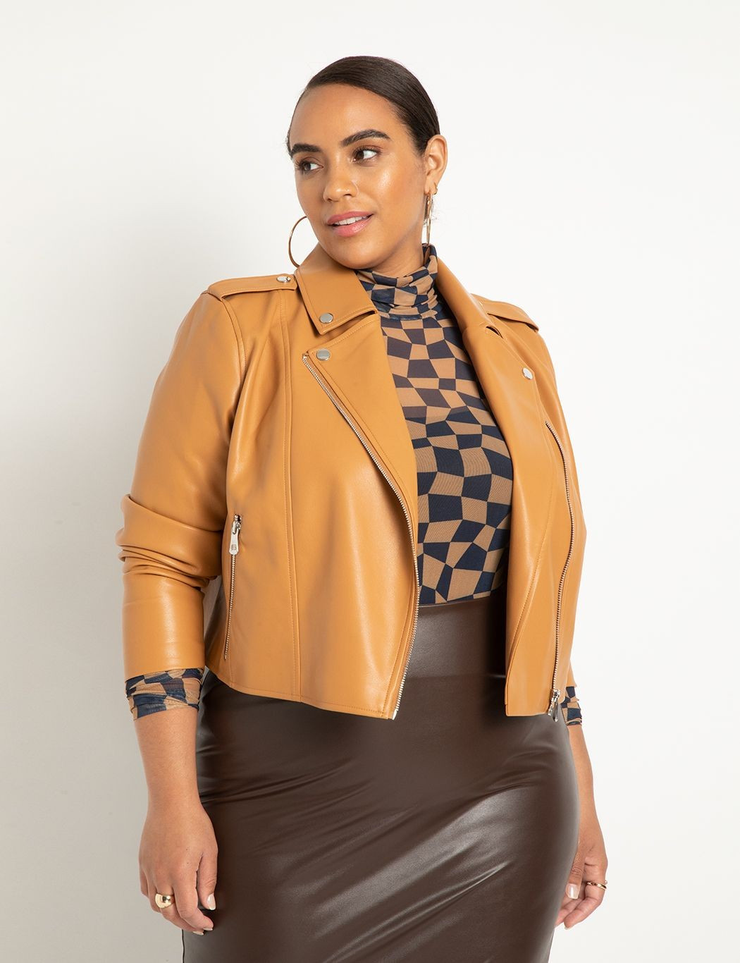 Faux Leather Moto Jacket | Eloquii