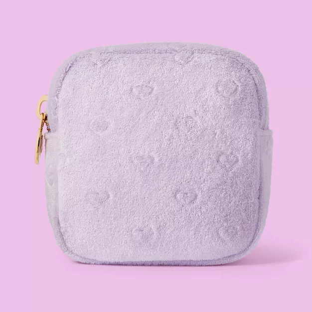 Terry Cloth Embossed Hearts Mini Square Pouch - Stoney Clover Lane x Target Light Purple | Target