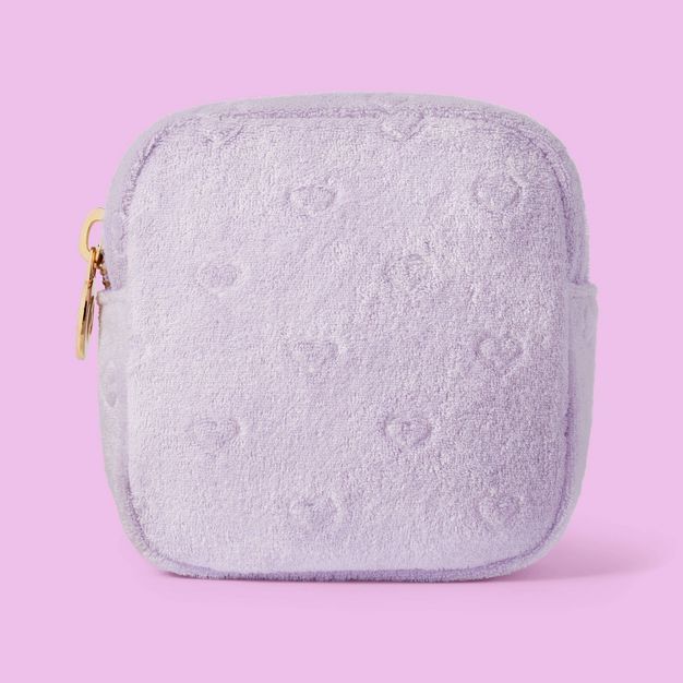 Terry Cloth Embossed Hearts Mini Square Pouch - Stoney Clover Lane x Target Light Purple | Target