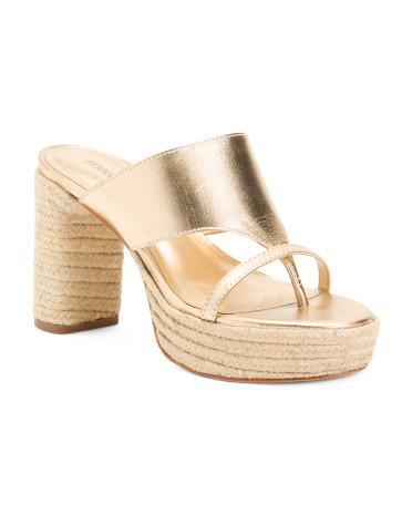 Made In Brazil Leather Tera Heeled Espadrille Sandals | TJ Maxx