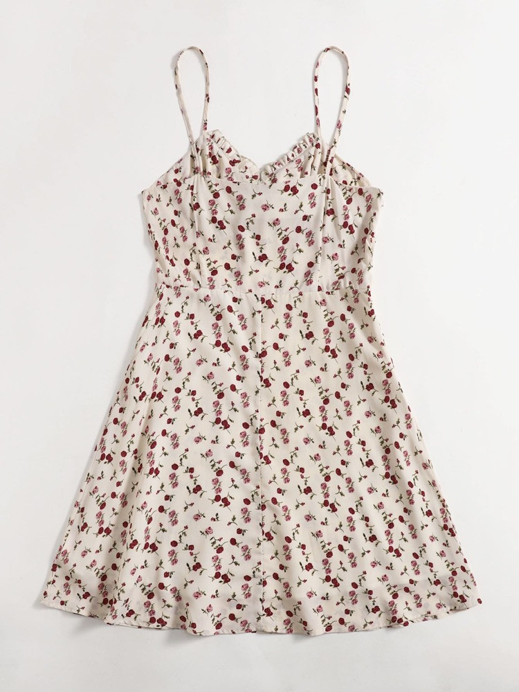Plus Tie Front Ditsy Floral Cami Dress | SHEIN