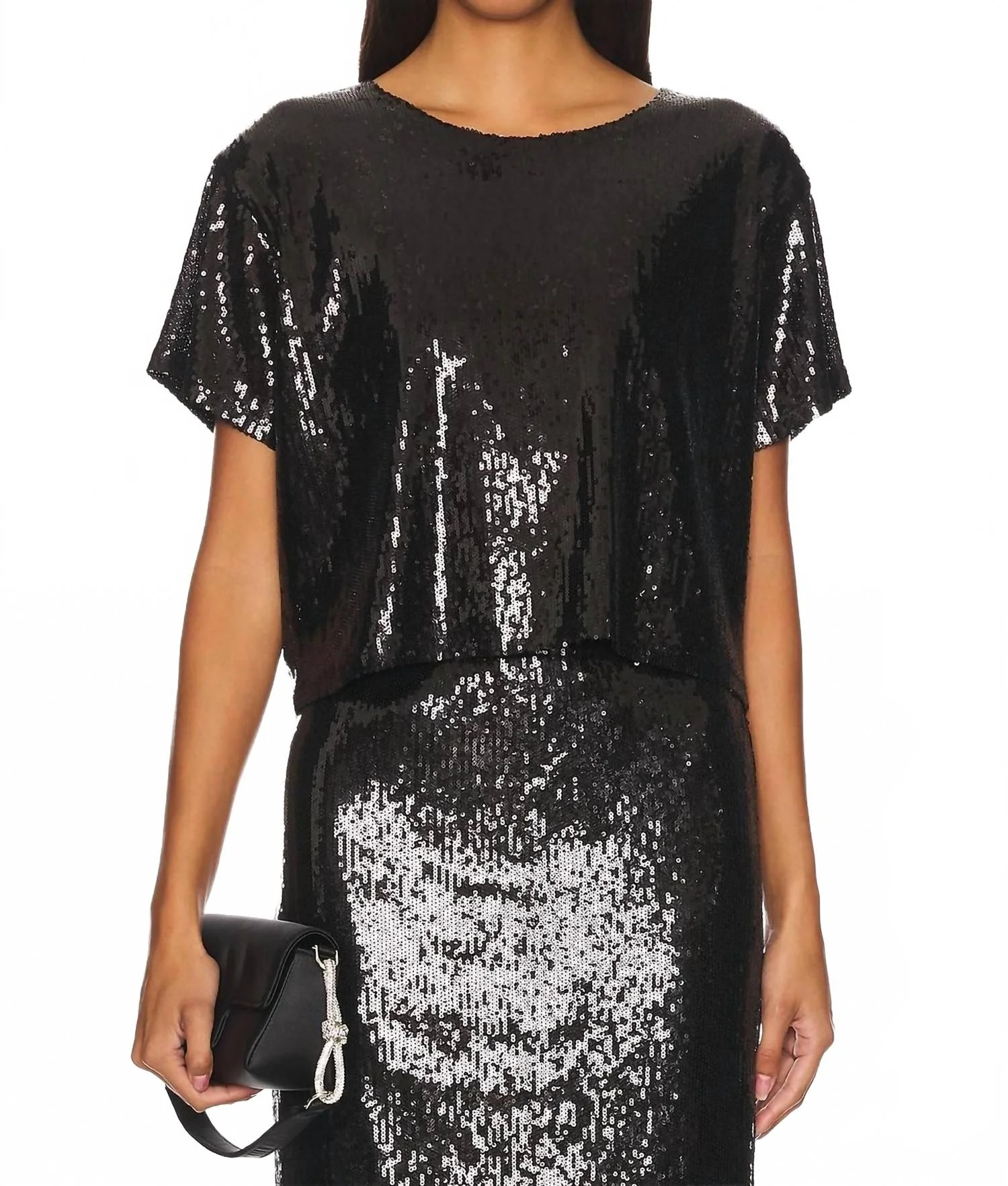 Zosia Sequin T-Shirt In Black | Shop Simon