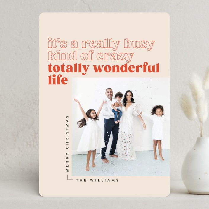 "Totally Wonderful" - Customizable Holiday Photo Cards in Beige or Orange by Robert and Stella. | Minted