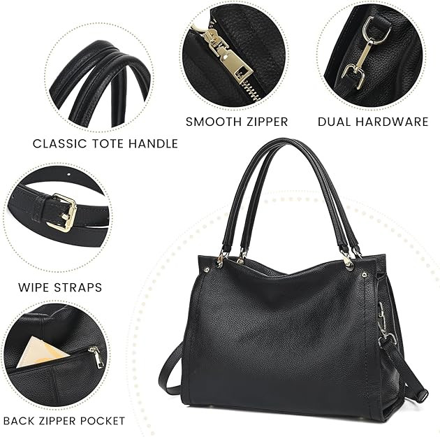 KOGTLA Women Genuine Leather Purses Handbags Tote Bag Shoulder Bag Top Handle Satchel Ladies Cros... | Amazon (US)