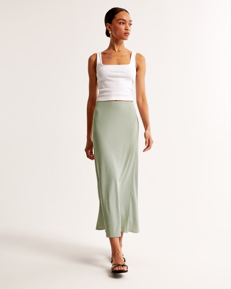 Women's Mid Rise Satin Maxi Skirt | Women's New Arrivals | Abercrombie.com | Abercrombie & Fitch (US)