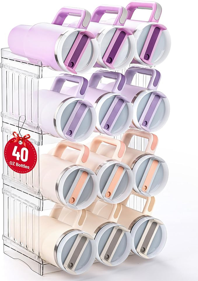 Large Tumbler Organizer for Stanley Cup 40 oz, Patented Kitchen Pantry Organizers and Storage for... | Amazon (US)