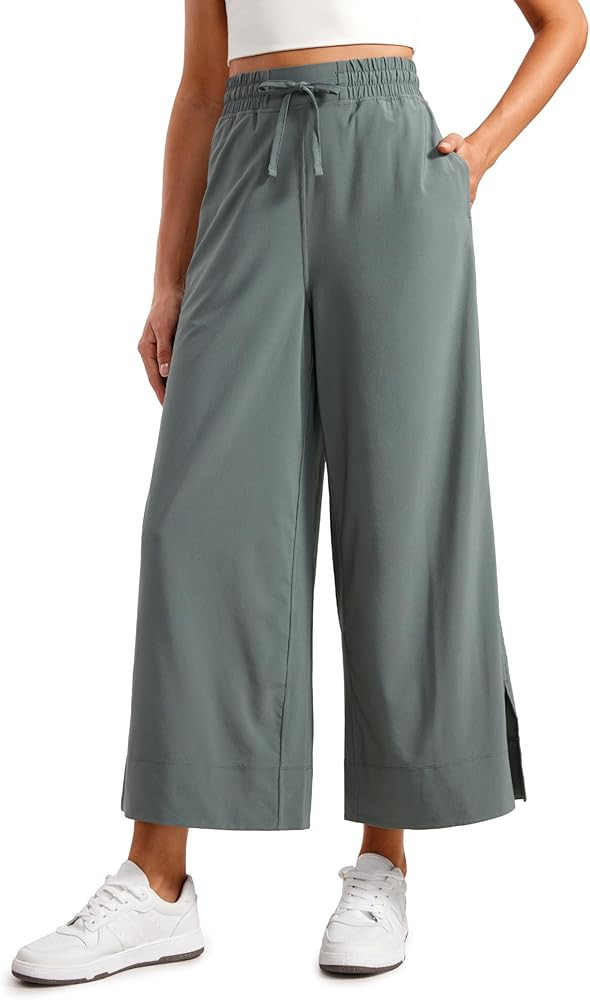 CRZ YOGA Lightweight Wide Leg Cropped Pants for Women 25" High Waisted Loose Casual Lounge Travel... | Amazon (US)