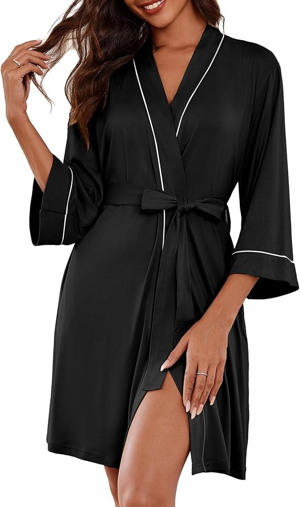 Ekouaer Dressing Gown Women Lightweight Soft Bathrobe Short Robe Spa Hotel Loungewear With Pocket... | Amazon (UK)