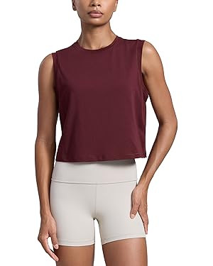 CRZ YOGA Cotton-Blend Workout Muscle Tank for Women Breathable Quick Dry High Neck Athletic Tops ... | Amazon (US)