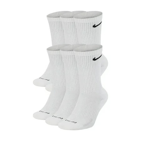 NikeDRI-FIT Everyday Plus Cushioned Training Crew Socks White (6 Pairs) Size Medium | Walmart (US)