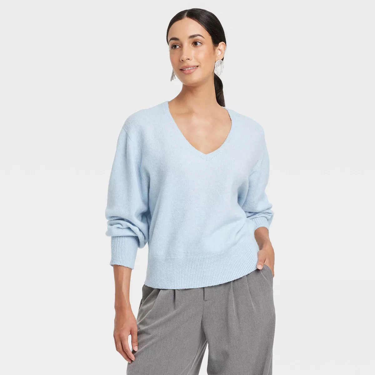 Women's Cozy Knit V-Neck Pullover Sweater - A New Day™ | Target