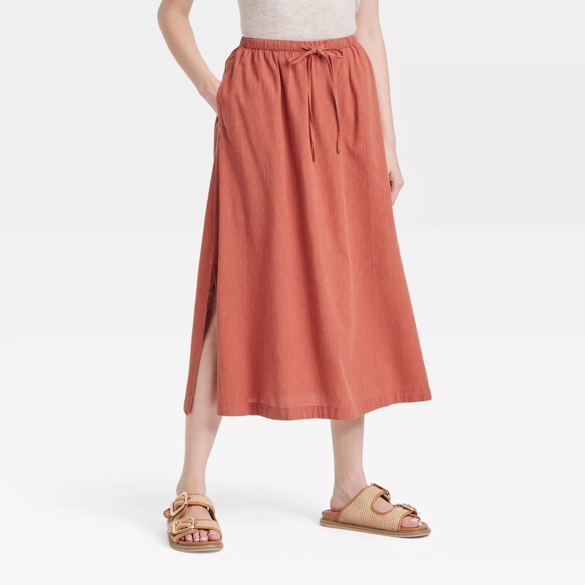 Women's Tie-Front Midi A-Line Skirt - Universal Thread™ | Target