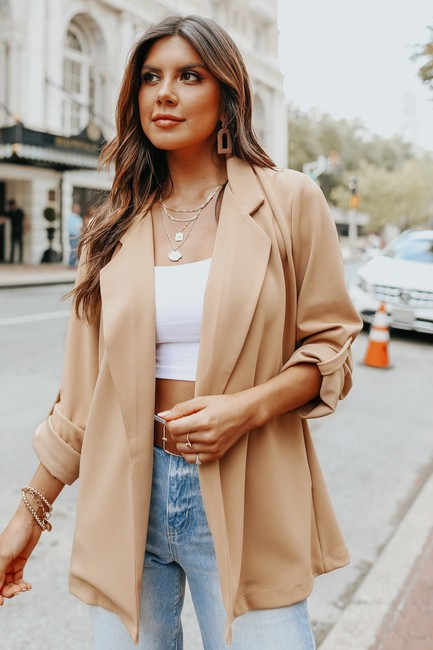 Headliner Roll Tab Camel Blazer - PRE ORDER | Magnolia Boutique