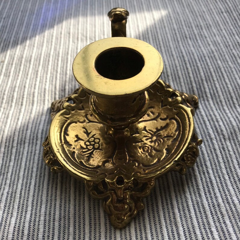 Ornate brass Scrooge style chamber stick candle stick holder | Etsy (US)