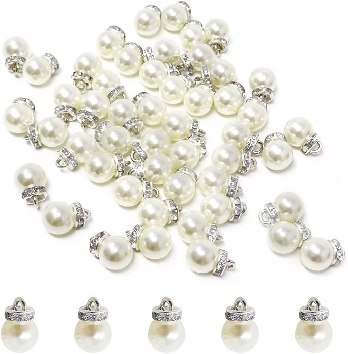 Honbay 50PCS Fashion Cute Pearl Charms Pendant with Rhinestones Pearl Hanging Ornaments for Jewel... | Amazon (US)