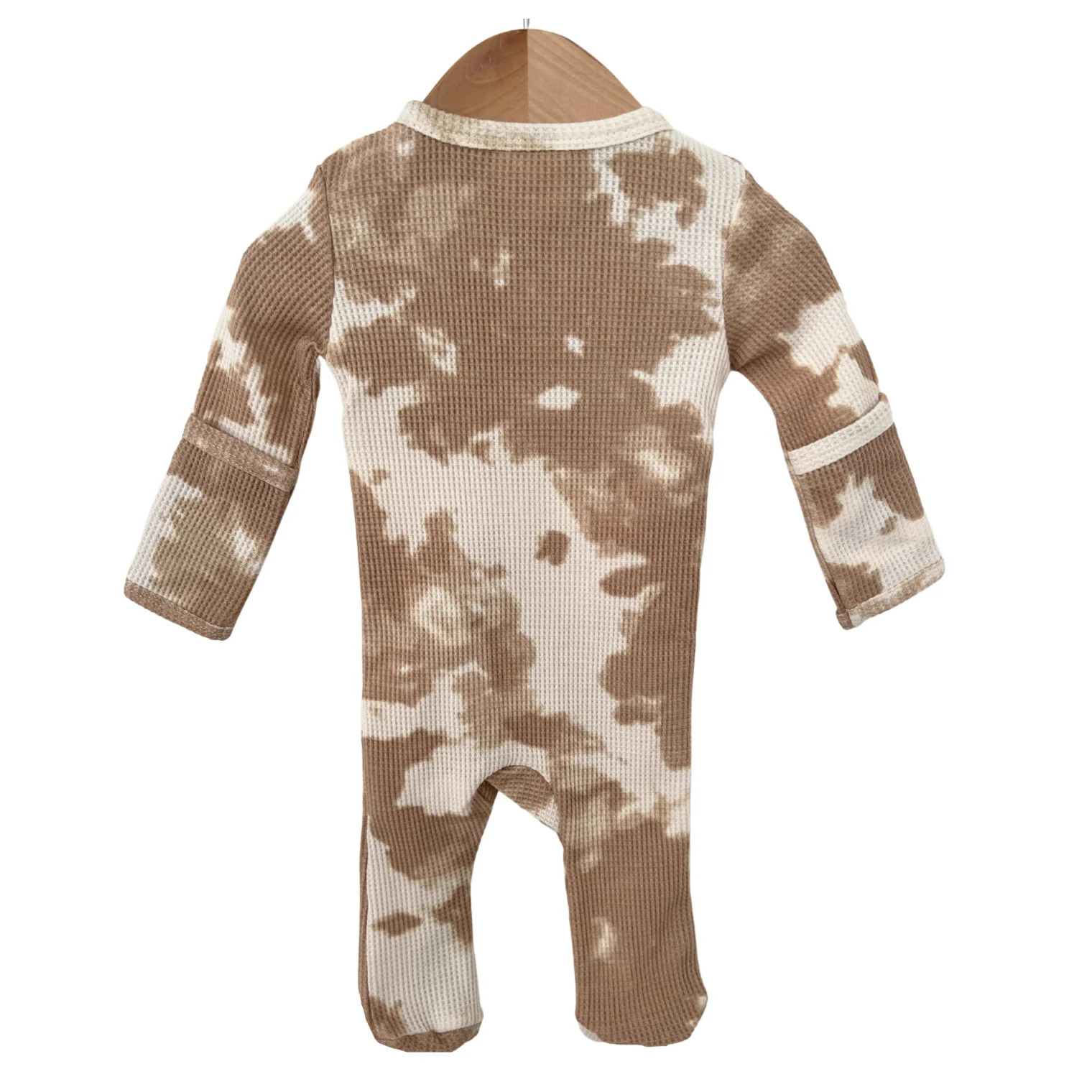 Organic Waffle Basic Zip Footie, Almond Tie Dye | SpearmintLOVE