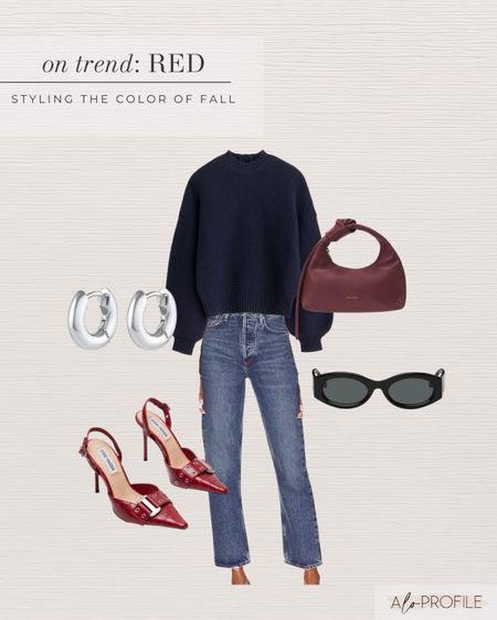 On Trend Color - Red // outfit inspo, fall outfit, jeans outfit, casual outfit, fall outfits