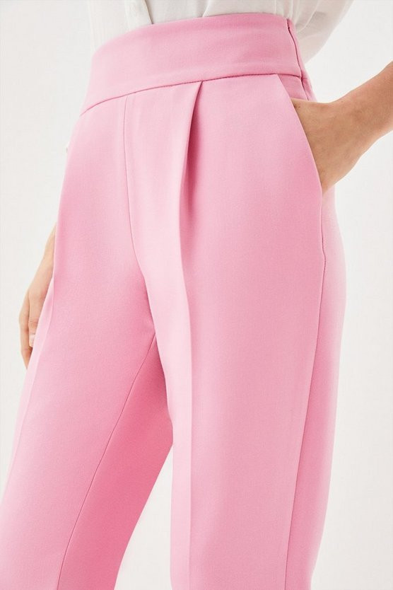 Compact Stretch Tailored Slim Leg Trousers | Karen Millen UK + IE + DE + NL