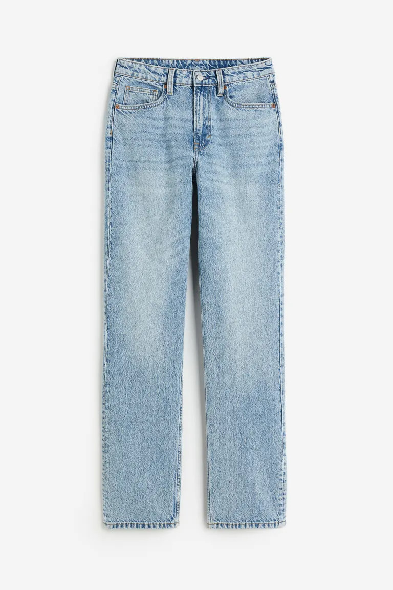 Straight High Jeans - High waist - Extra-long legs - Light denim blue - Ladies | H&M US | H&M (US + CA)