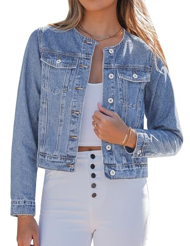 luvamia Denim Jacket Women Women's Denim Jackets Blue Jean Jackets for Women Country Concert Outfit Roadknight Blue Medium | Amazon (US)