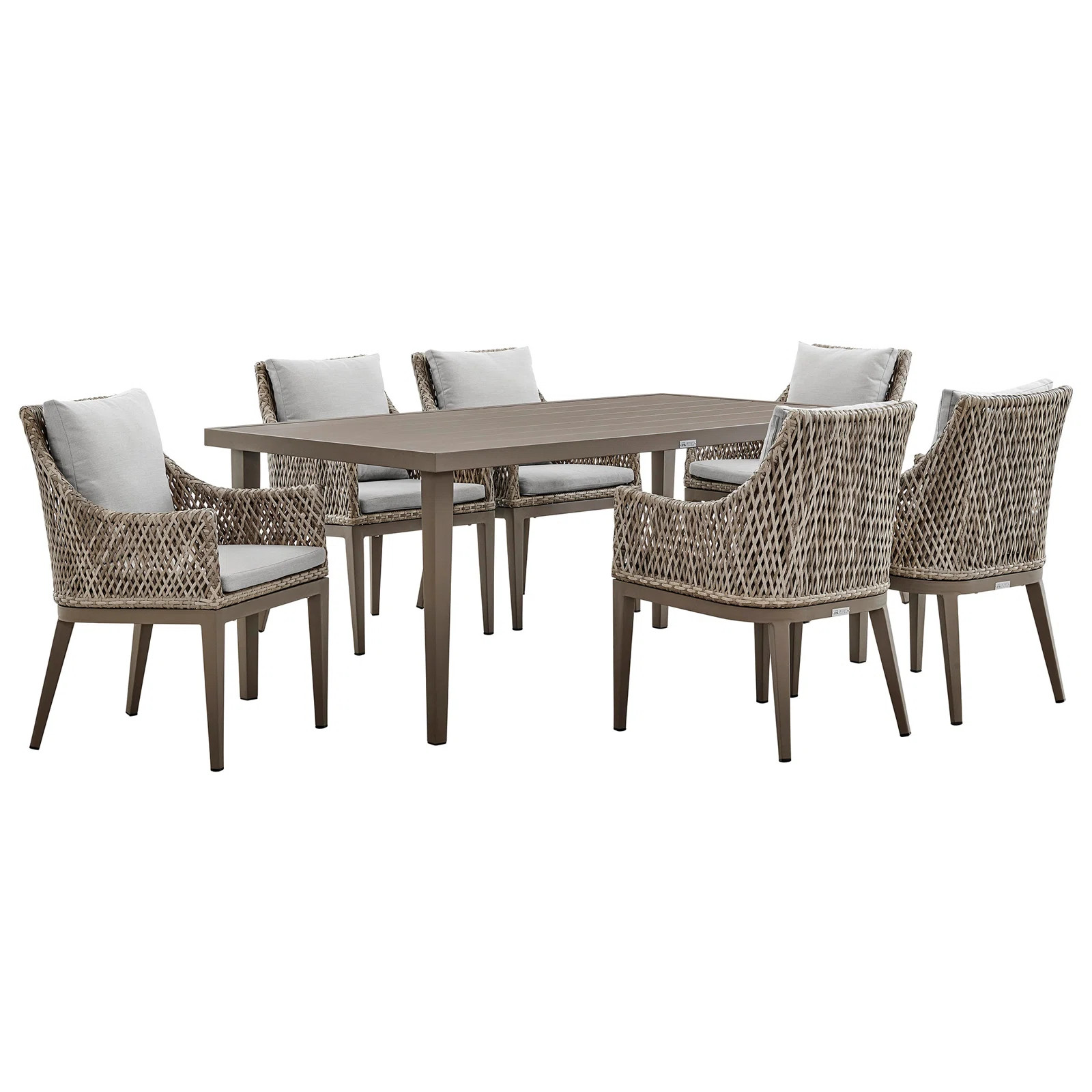 Grenada 7 Piece Grey Aluminum Outdoor Dining Set With Grey Fabric | Wayfair North America