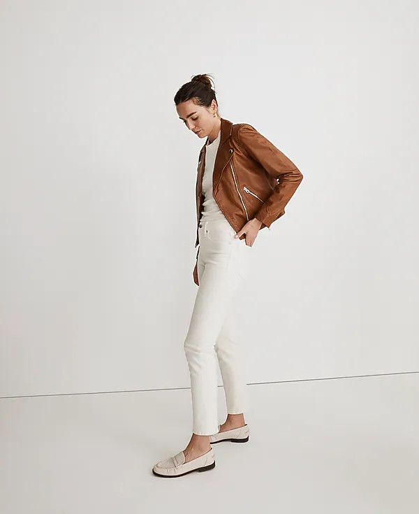 The Washed Leather Motorcycle Jacket | Madewell | Madewell