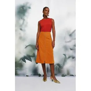 Saia veludo zíper laranja cerâmica 40 | OffPremium (BR)