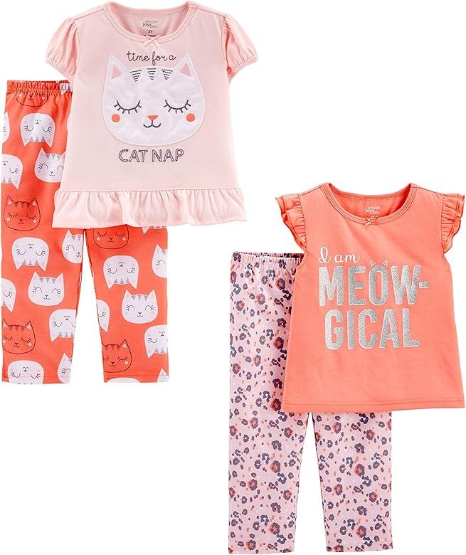 Simple Joys by Carter's Toddler Girls' 4-Piece Fleece Pajama Set (Short-Sleeve Poly Top & Fleece ... | Amazon (US)