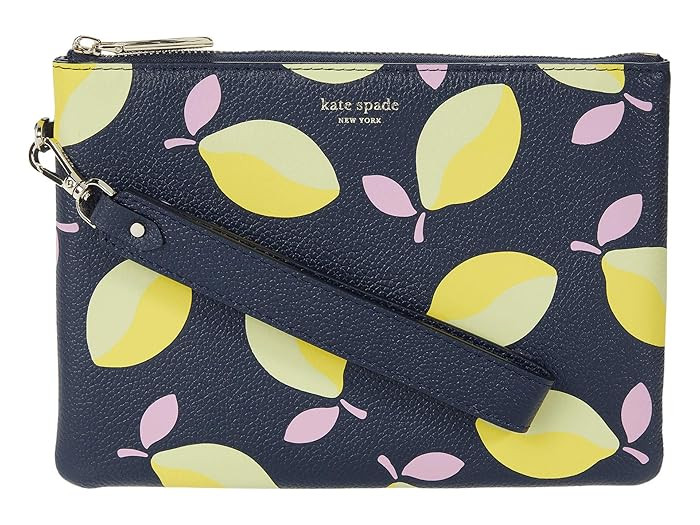 Kate Spade New York Margaux Lemons Small Pouch Wristlet (Blue Multi) Clutch Handbags | Zappos