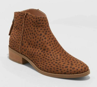 Women's Emma Leopard Print Ankle Bootie Brown - Universal Thread - SIZE 11 | eBay US