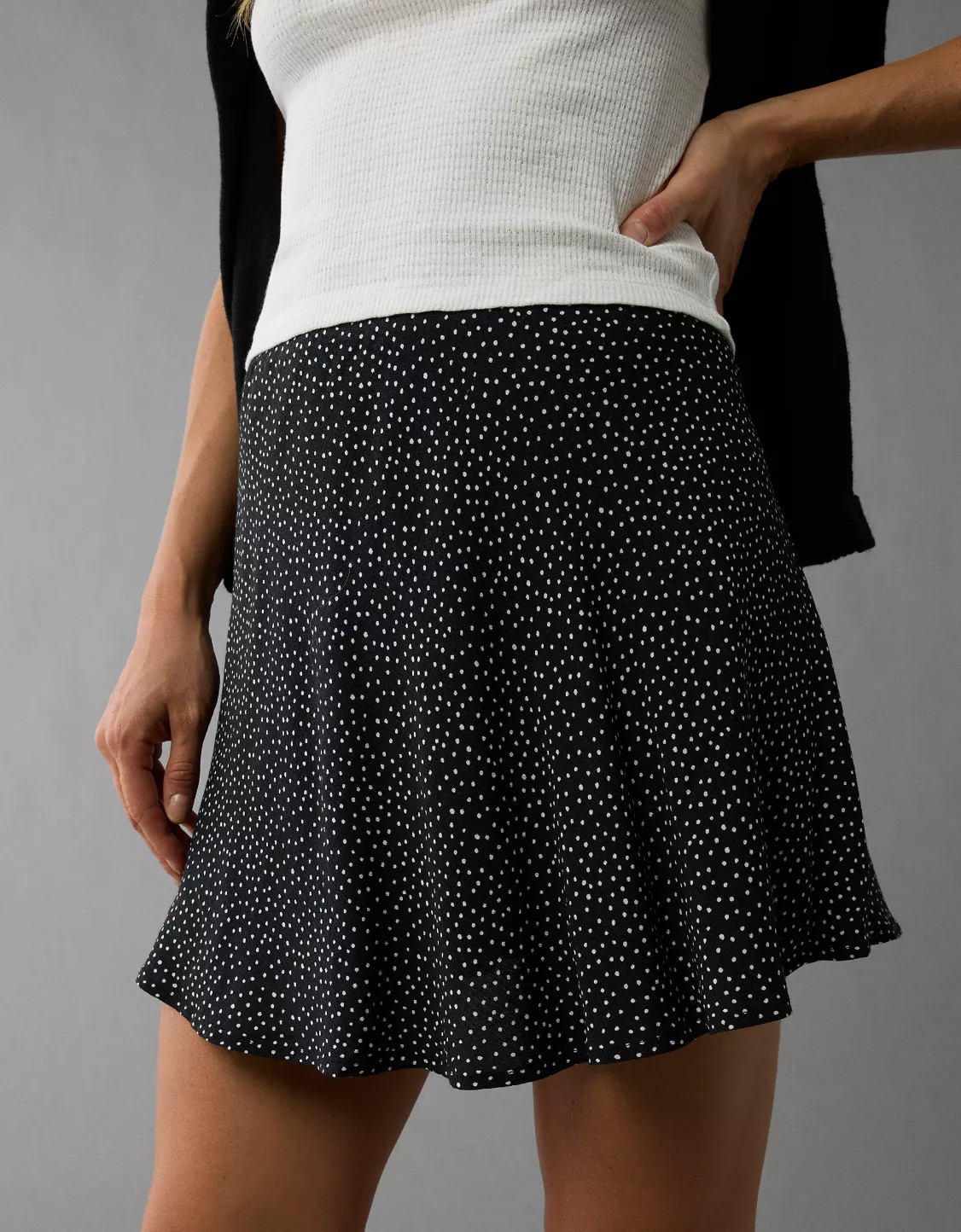 AE Stretch High-Waisted Crepe Mini Slip Skirt | American Eagle Outfitters (US & CA)