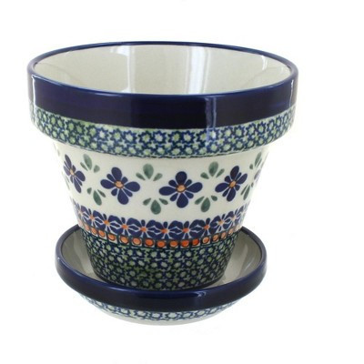 Blue Rose Polish Pottery Mosaic Flower Small Flower Pot | Target