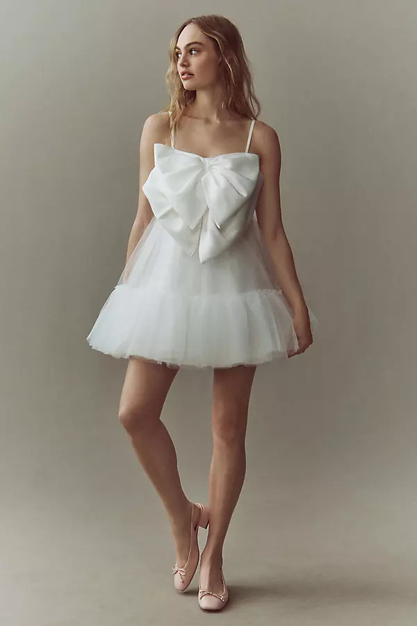 Dramatic Bow Tulle Mini Dress | Anthropologie (US)
